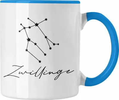 Produktbild von Trendation - Zwilling Sternzeichen Tasse Geschenk Horoskop Tierkreiszeichen (Blau)