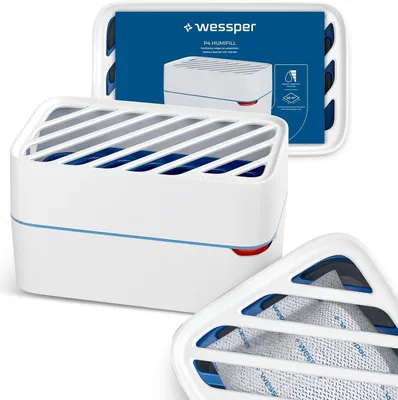 Produktbild von Wessper 1x Luftentfeuchter Feuchtigkeits mit Verschleißanzeige mit 1x Granulat im 500 g Nachfüll-Beutel, Raum-Entfeuchter