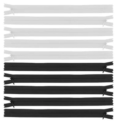 Unsichtbare Reißverschlüsse, 10 Stück, 40 cm, Nylon, Weiß/Schwarz