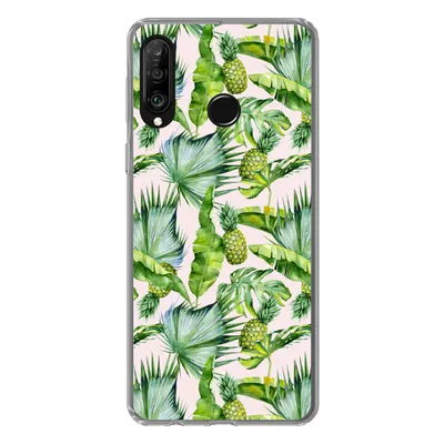Produktbild von MuchoWow® Handyhülle Schutzhülle Hülle für Huawei P30 Lite Blätter - Ananas - Muster Silikon Softcase Handy Hülle - Handyhülle