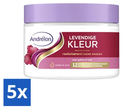 Image de 5 masques capillaires crème "Levendige Kleur" de Andrélon - 300 ml chacun - Pack avantageux - 5 pièces