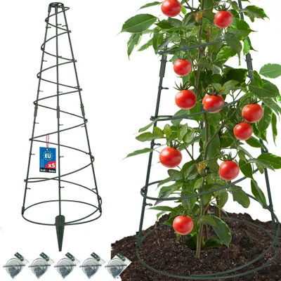 Image de KOTARBAU® Lot de 5 tuteurs modulaires ⌀35 cm, forme conique, hauteur 90 cm. Treillis pour plantes grimpantes et légumes, tuteurs pour tomates. Tuteurs en plastique.