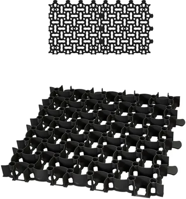 Produktbild von BigDean 2x Rasengitter Paddockplatte SCHWARZ 50x50 cm Rasenmatten Rasenwaben Kiesgitter Parkplatzrasen 0,5