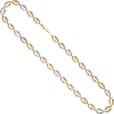 Produktbild von JOBO Halskette Kette 585 Gold dreifarbig tricolor 45 cm Goldkette Karabiner