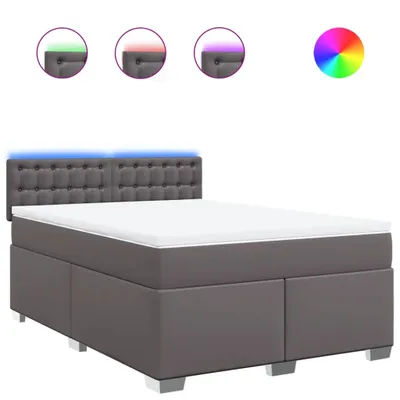 Produktbild von Boxspringbett mit Matratze Grau 140x200 cm Kunstleder