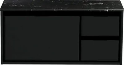 Produktbild von Sanox Waschtischunterschrank Loft BxHxT 101 x 47 x 46 cm Frontfarbe schwarz matt mit Waschtischplatte Kunststein schwarz