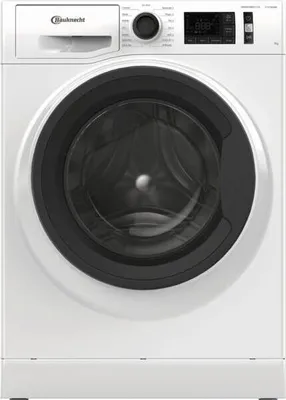 A front view of a white Bauknecht washing machine on a white background.