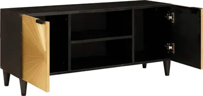 Produktbild von vidaXL TV-Schränk Schwarz und Gold 105 x 33 x 46 cm Holzwerkstoff
