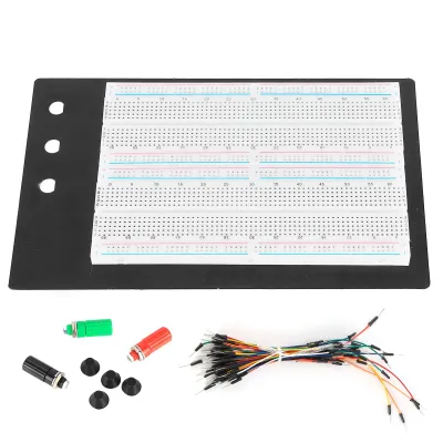 Imagen del producto de Placa de circuito impreso sin soldadura, 1660 puntos.Placas de circuito impreso sin soldadura.Kits de placas de circuito impreso sin soldadura.Kits de placas de circuito impreso.Placa de circuito impreso con 65 cables de conexión.Placa de circuito impreso con 3 terminales de conexión.Placa de circuito impreso.Componentes electrónicos
