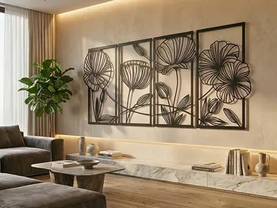 Imagen del producto de Decoración de pared de madera 3D con forma de flor, ideal para salón o oficina