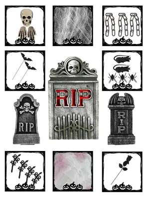 Produktbild von Gruseliges Grabsteinset - Horror Halloween deko