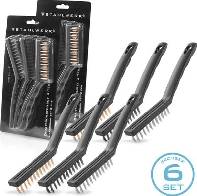 Image de STAHLWERK Jeu de brosses métalliques 220 mm (9 pouces) Jeu de brosses 6 pièces