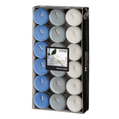 Produktbild von 36 "Flavour by GALA" Duftlichte Ø 38 mm · 17 mm weiss - Fresh Linen "Ton in Ton"