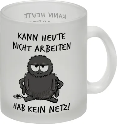 Produktbild von Hary die Spinne Glas Tasse mit Spruch Heute arbeitsunfähig - kein Netz