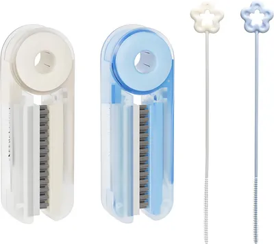 Produktbild von 2 Stück 3-in-1-Reinigungsbürsten für Becherdeckel mit 2 Trinkhalmbürsten, Set für Zwischenräume an Tassendeckeln, Weiß