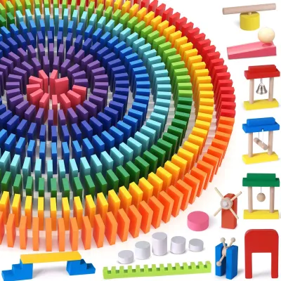 Produktbild von 1000 Stück Holz Domino Spiel mit Buntem Blöcken