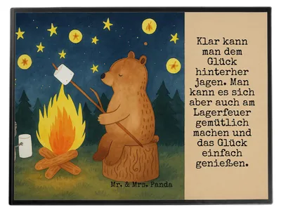 Produktbild von Mr. & Mrs. Panda schreibtischunterlage Bär & Marienkäfer Lagerfeuer Design - Weiß - Geschenk, Schreibunterlage, Unterlage Schreibtisch, tischpad, Teddy, Tischunterlage