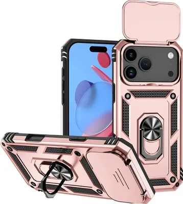 Produktbild von iPhone 17 Pro Max Hülle - Coverup Armor Ring Ständer Back Cover mit Kamera Schutz - Roségold