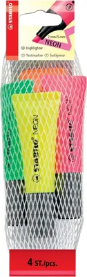 Produktbild von Textmarker Neon sortiert Netz mit 4 Stiften Packung mit 5 Stück