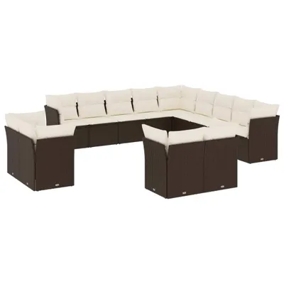 Image de vidaXL Ensemble de 13 canapés de jardin avec coussins Marron Poly Rattan