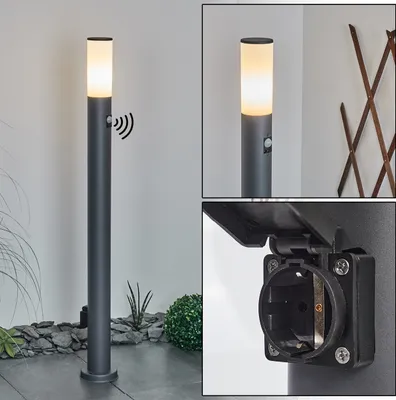 Produktbild von Zogno »Zogno« mit Bewegungsmelder u. Steckdose, Metall, Schwarz, Glasscheibe