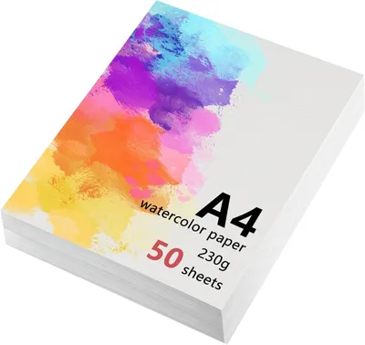 Productafbeelding van 50 Vellen Aquarelpapier A4 230 g, Tekenblok voor Aquarel, Gouache, Acryl, Tekenen, Kunstwerken, Doe-Het-Zelf