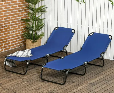 Produktbild von 2er Set Sonnenliege klappbar Gartenliege mit 5-Fach Höhenverstellbarer Rückenlehne Campingliege