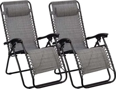 Zdjęcie produktu dla Krzesła kempingowe Chaise Longue IV, szare, 2 sztuki
