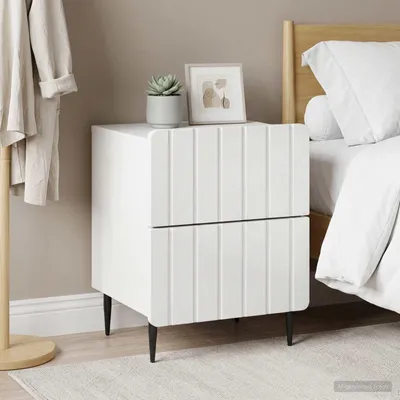 Immagine prodotto di Maison Exclusive - Comodino, set da 2 pezzi, bianco lucido, 43 x 34,5 x 49,5 cm