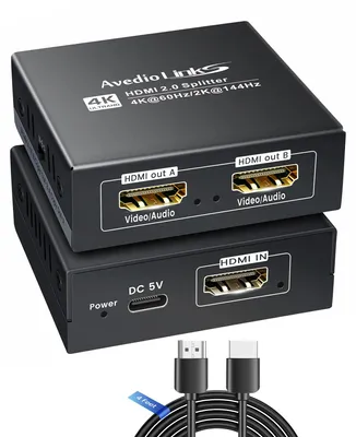 Productafbeelding van HDMI-splitter 1 in 2 out met 4K @60Hz en 1,2 m HDMI-kabel