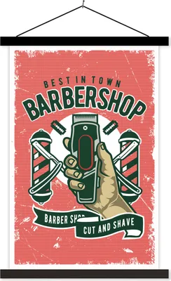Produktbild von MuchoWow® Textilposter Mancave - Rasierer - Retro - Hand 60x90 cm mit schwarzem Rahmen - Poster Wohnzimmer