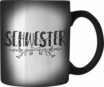 Produktbild von Trendation - Lieblingsschwester Farbwechsel Zauber-Tasse Geschenk für Schwester Spruch Schwester Karabiner Farbwechsel Zauber-Tasse Edelstahl Geschenkidee Sprüche (Schwarz)
