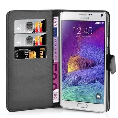 Obrázek produktu pro Cadorabo Case for Samsung Galaxy NOTE 4 Protective Cover in Black Pouzdro na mobilní telefon s magnetickým zavíráním