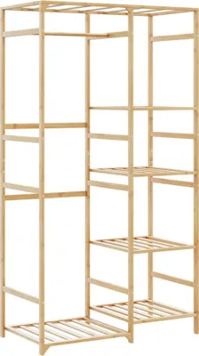 Zdjęcie produktu dla Wieszak na ubrania, z półkami, 100x50x184,5 cm, bambusowy