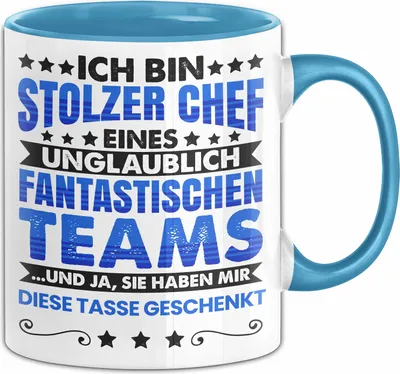 Produktbild von Chef Geschenk Tasse Ich Bin Stolzer Chef Eines Ungeheuer Fantastischen Teams Und Ja Sie Haben Mir Diese Tasse Geschenkt Lustig Becher (Blau)