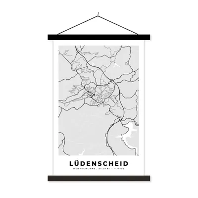 Produktbild von MuchoWow® Textilposter Karte - Deutschland - Lüdenscheid - Stadtplan 40x60 cm mit schwarzem Rahmen - Wanddekorationen