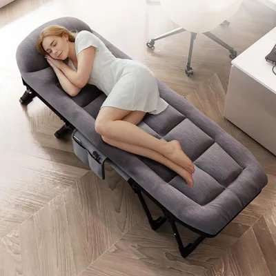 Produktbild von 180cm Klappbett 1 Person,Campingbett Feldbett mit Verstellbare Rückenlehne,Gästebett,XL Grau Camping Bett bis 200kg für Erwachsene,Garten und Reisen