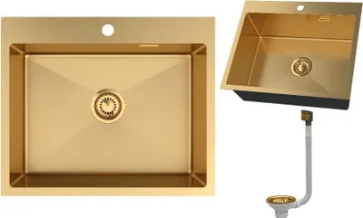 Produktbild von Granitan - Edelstahlspüle - Küchenspüle - Spüle 60x50 cm - Gold - mit Siphon - Spülbecken - BARI