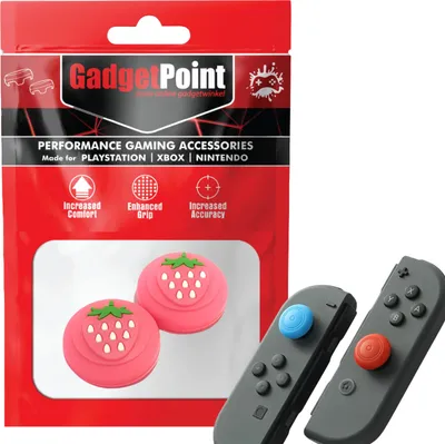 Produktbild von Thumbgrips - Thumb Grips voor Nintendo Switch Joy-Con Controllers - Gaming Thumbgrips - Performance Anti-Slip Thumbsticks - Bescherming Accessoires - Aardbeien - Roze -