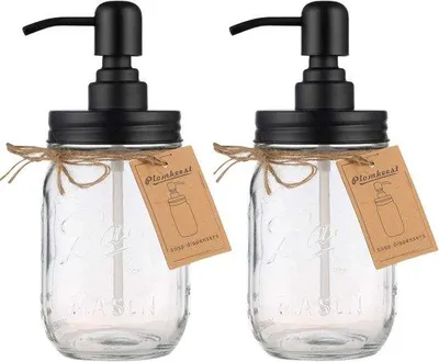 Obrázok produktu pre Sada dávkovačov mydla Famanu – pumpička z nehrdzavejúcej ocele – 2 kusy – 16 oz