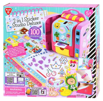 Zdjęcie produktu dla Play Stickerstudio Deluxe - zestaw rzemieślniczy 2 w 1 ze 100 naklejkami i bransoletkami
