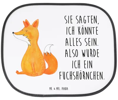 Produktbild von Mr. & Mrs. Panda Sonnenschutz Auto Einhorn Fuchs - Weiß - Geschenk, Einhörner, für Autoscheiben, fenster, Füchse, Hitzeschutz, Unicorn, Autosonnenschutz, Fuchshörnchen
