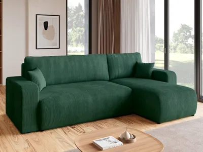 Produktbild von BroMARKT Ecksofa PUMI Schlaffunktion Bettkasten L-Form 125x200 cm Grün