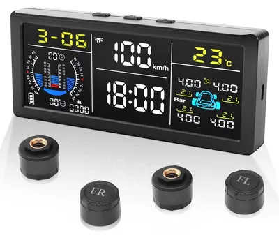 Produktbild von Reifendruckkontrollsystem TPMS Reifendrucksensoren Solar - 4 Sensoren - Echtzeit-Überwachung - Solarbetrieb und USB-Aufladung