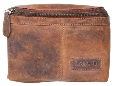 Produktbild von Kleine Leder Gürteltasche „Lozano“ – kompakte Echtleder Tasche für den Gürtel mit Innenfächern, robustes Leder, braun