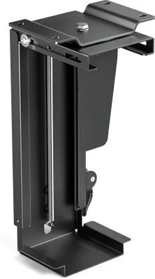 Immagine prodotto di Supporto regolabile e girevole per PC Unyqoos® – Montaggio sotto la scrivania per PC desktop, rotazione a 360°, regolabile in altezza e larghezza, capacità fino a 10 kg