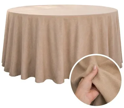 Produktbild von MEBLE ODNOWA, Runder Tischdecken-Bezug, Matt Tischdecke, Beige, BOHO, 320 cm, Bankett und Hochzeitstischdecke, Tischschutz, Elegant, Maschinenwaschbar