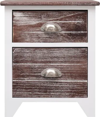 Obrázok produktu pre vidaXL Nočný stolík hnedý a biely 38 × 28 × 45 cm Paulownia Wood