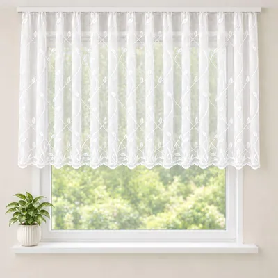 Produktbild von Fensterstore Jacquard mit Faltenband - Größe (HxB): 120x450cm Farbe: Weiß