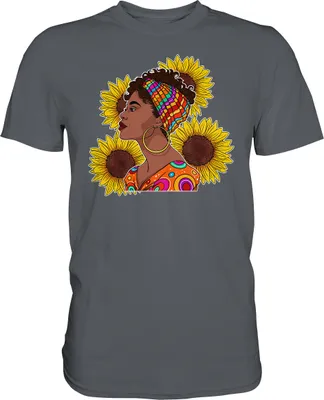Produktbild von Stolze Schwarze Frau Sonnenblumen T-Shirt Gärtner Geschenk – Dark Grey / S